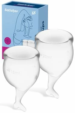 Satisfyer Feel Secure Silicone Menstrual Cups (2 Pce) -Basics Emporium 1 large 4
