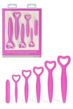 Shots Toys Pink Silicone Vaginal Dilators with Heart Handle
