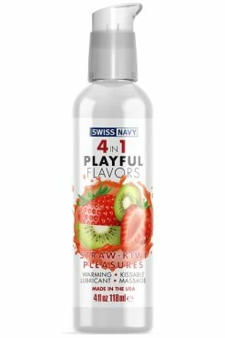 Swiss Navy 4-In-1 Playful Flavors Lubricant - Straw-Kiwi Pleasure (118ml)