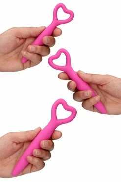 Shots Toys Pink Silicone Vaginal Dilators with Heart Handle -Basics Emporium large 3 26