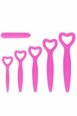 Shots Toys Pink Silicone Vaginal Dilators with Heart Handle -Basics Emporium large 4 18